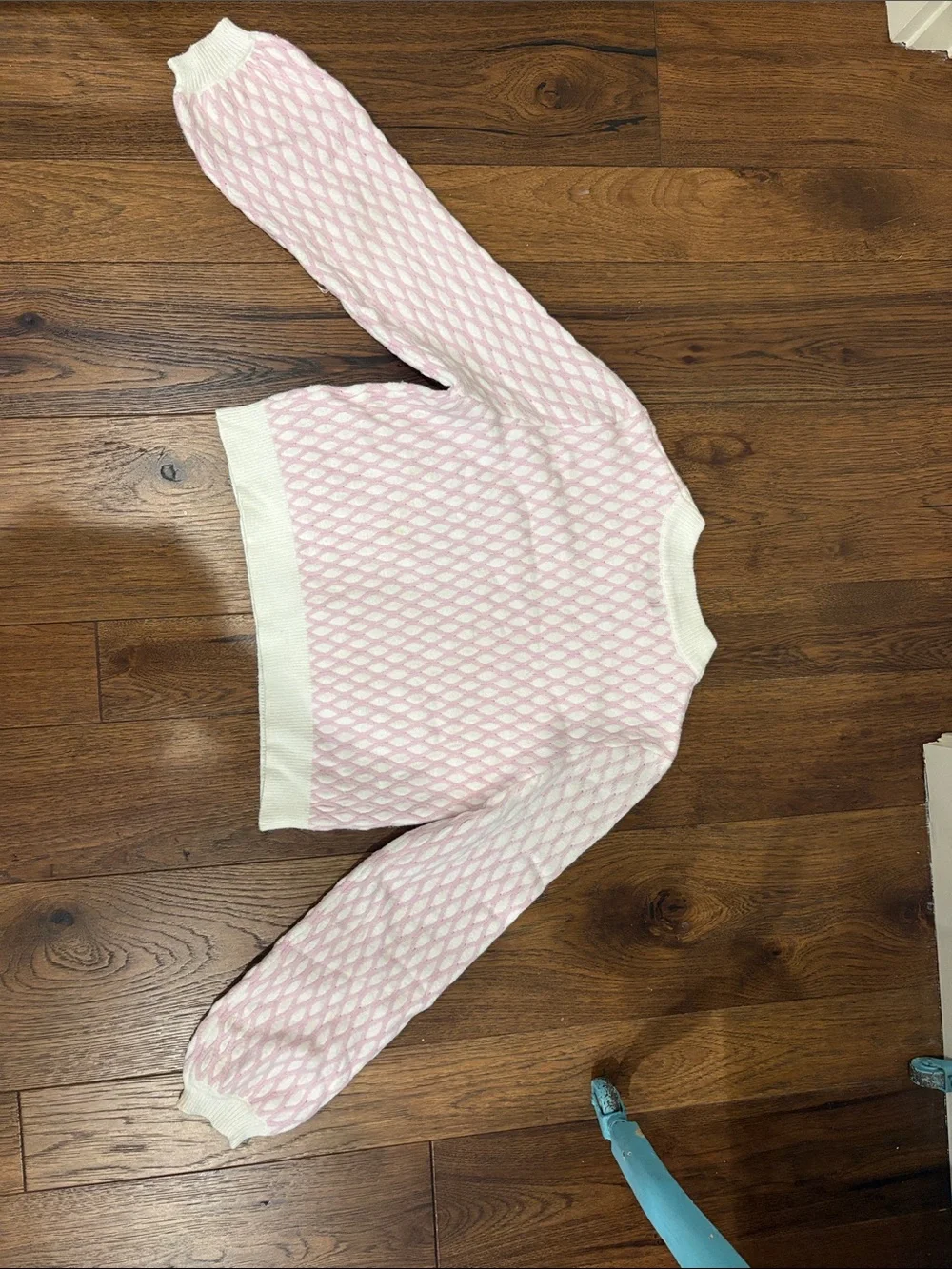 Pepin Pink & White Textured Crewneck Sweater